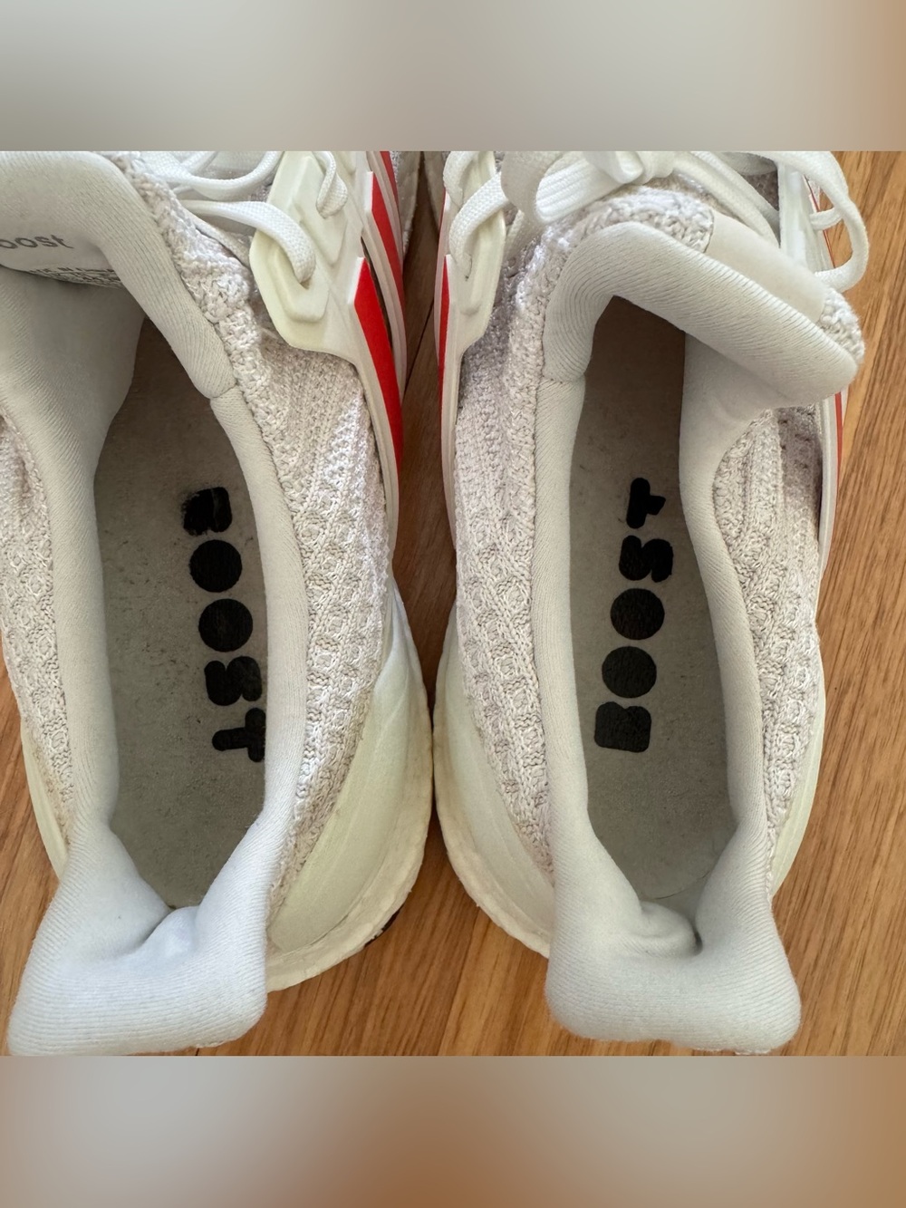 Adidas UltraBoost 4.0 Red Stripes White Running Shoes Marble Print Outsoles 10 - Picture 5 of 11